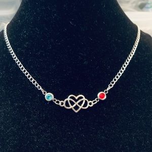 Infinity Heart Chain necklace with birthstone charms